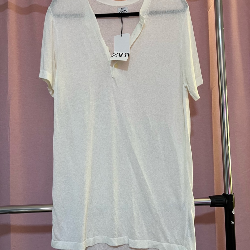 ZARA white mesh mini dress